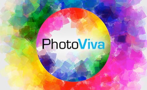 Logo of PhotoViva App. Round picture of many colors draw on the picture.