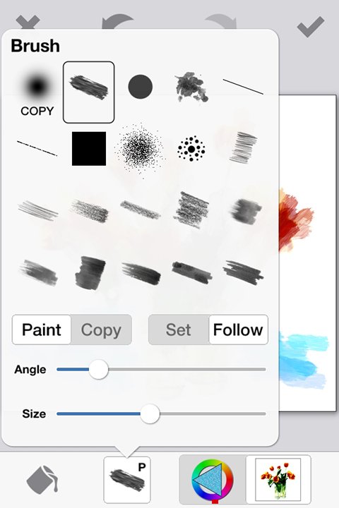 photoViva app draw on pictures brush menu
