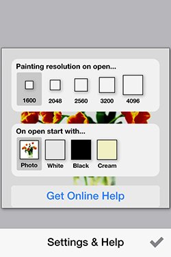 photoViva app draw on pictures setting and help menu
