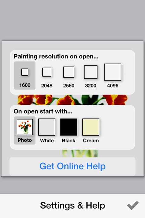 photoViva app draw on pictures setting and help menu