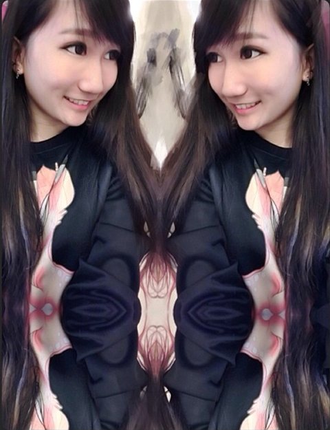 photoViva app draw on picture and mirror photo effect of a girl